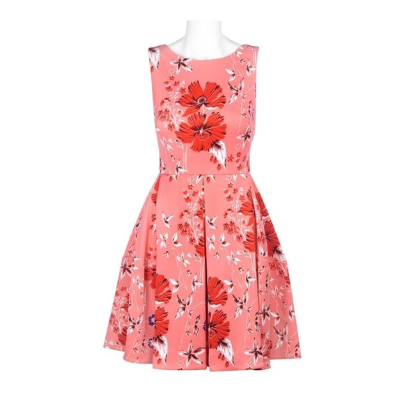 Roz & Ali Coral Floral Print Scuba Fit & Flare Dress w/ Pockets Size 20W 2X Plus - Picture 6 of 9